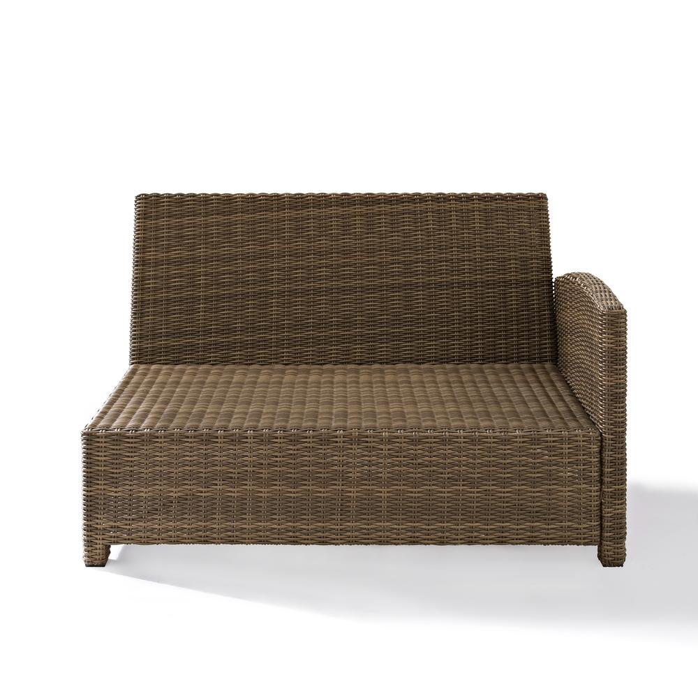Bradenton Outdoor Wicker Sectional Right Side Loveseat Sangria/Weathered Brown. Picture 13