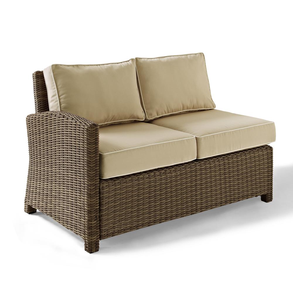 Bradenton Outdoor Wicker Sectional Left Side Loveseat Sand/Weathered Brown. Picture 10