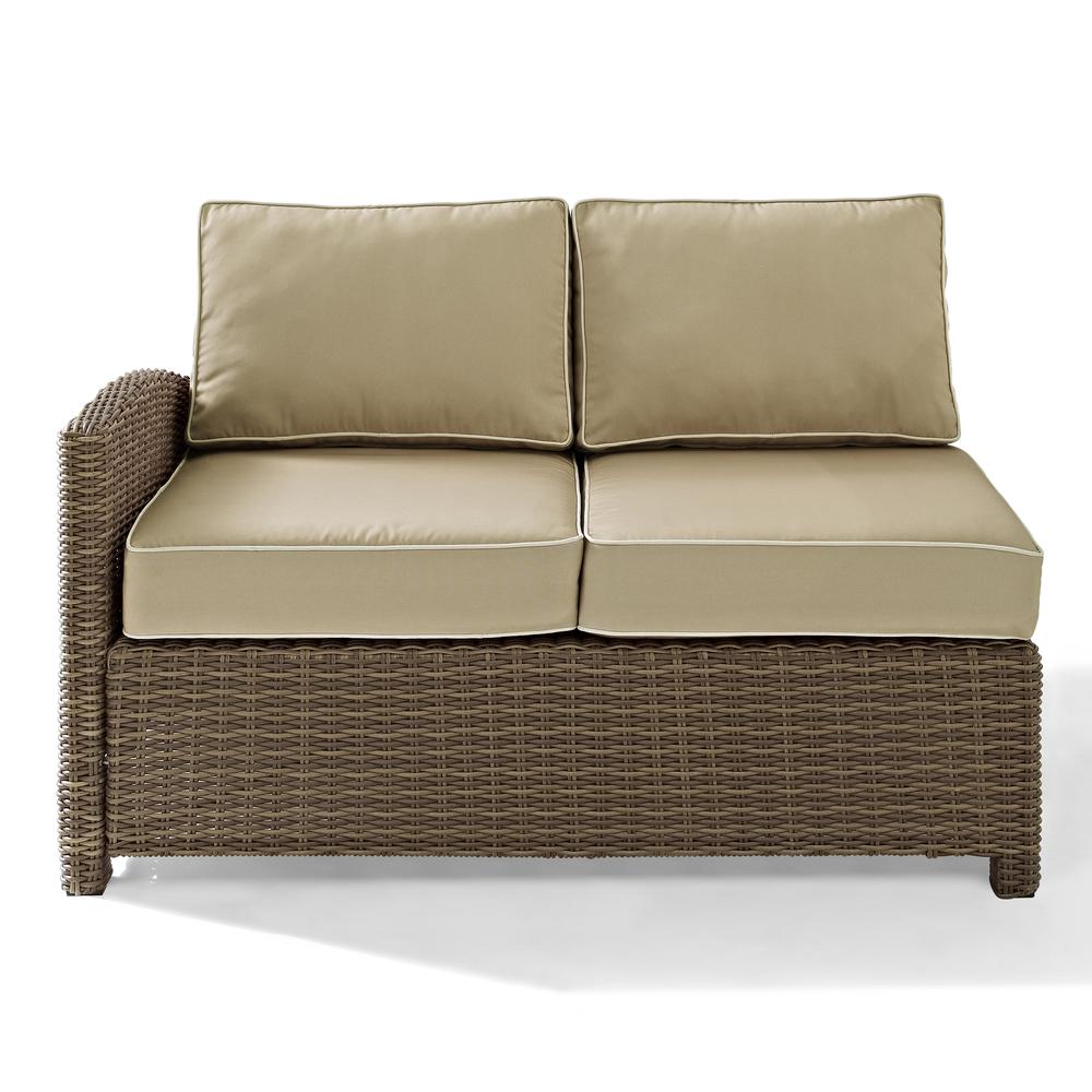 Bradenton Outdoor Wicker Sectional Left Side Loveseat Sand/Weathered Brown. Picture 11