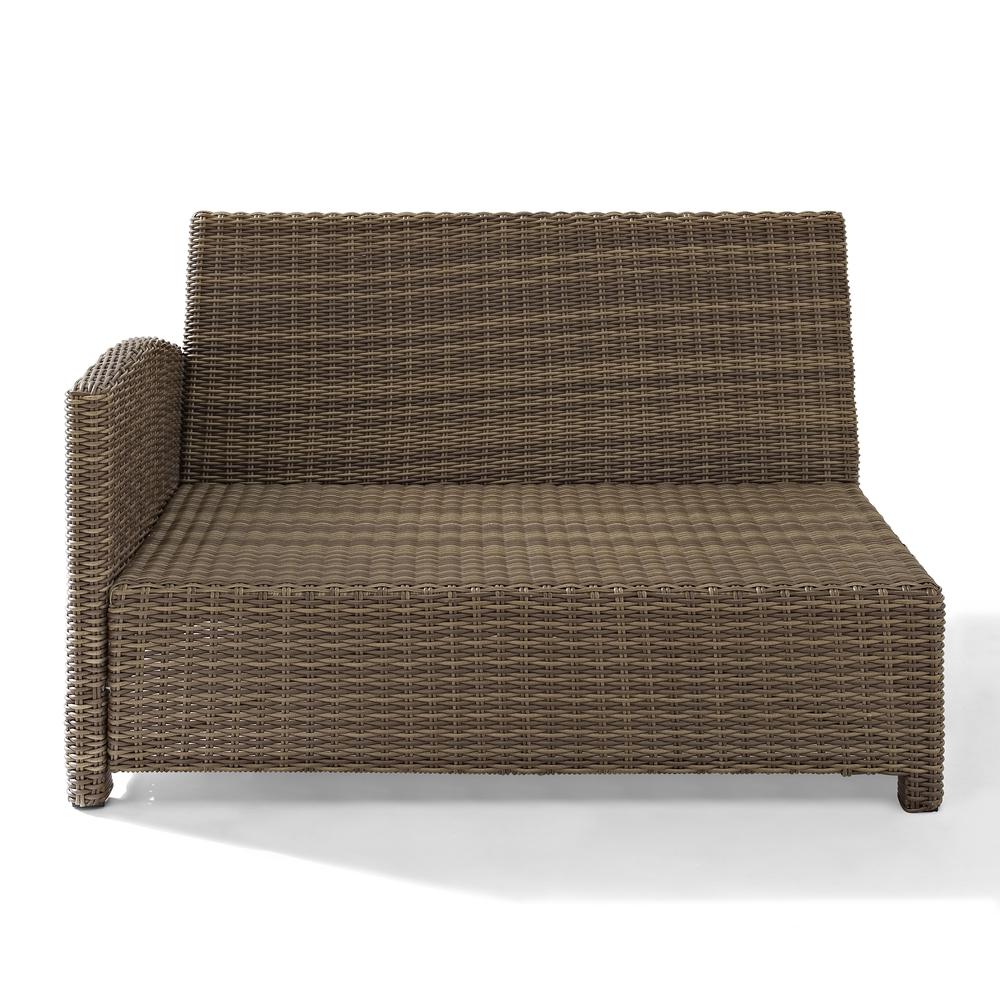 Bradenton Outdoor Wicker Sectional Left Side Loveseat Sand/Weathered Brown. Picture 13