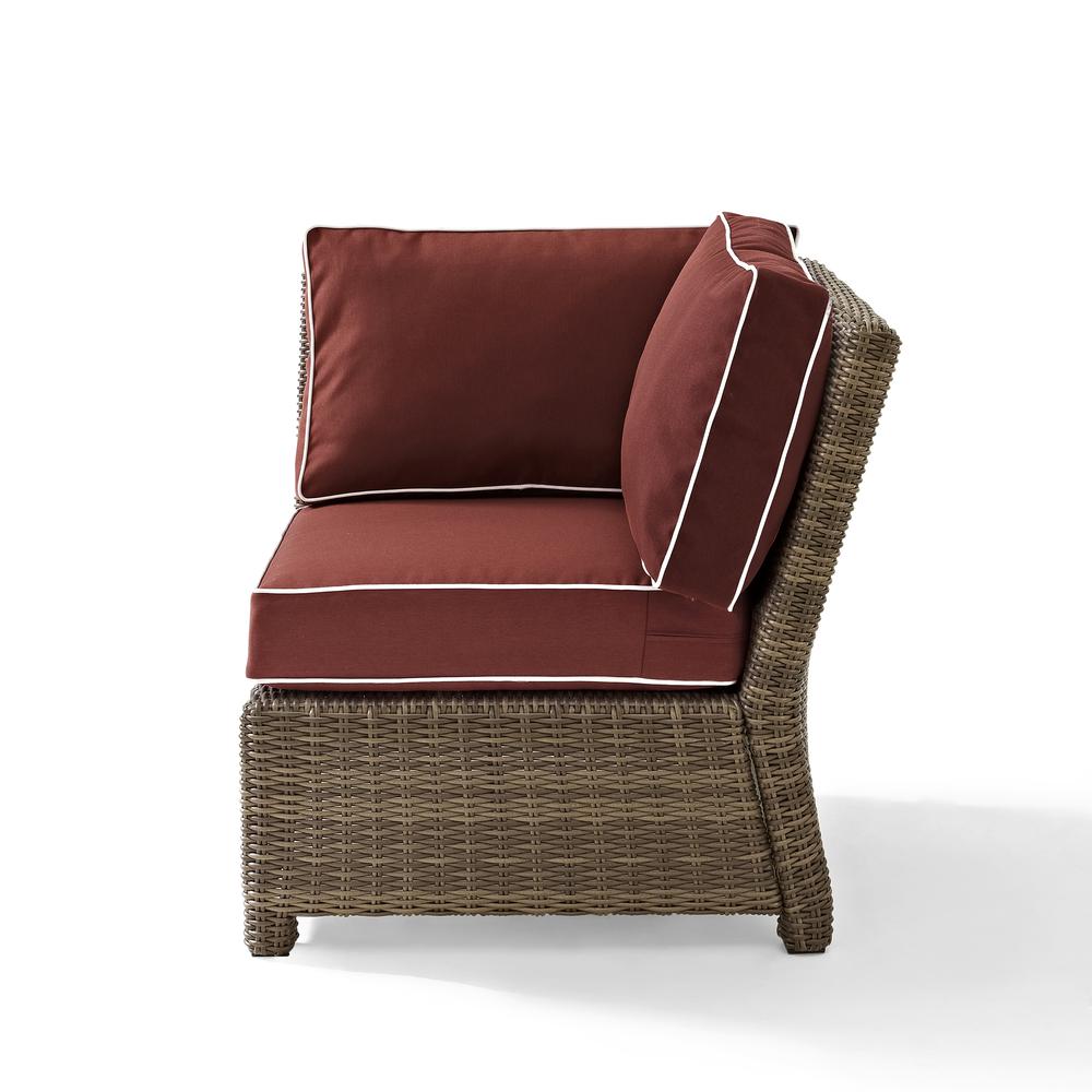 Bradenton Outdoor Wicker Sectional Corner Chair Sangria/Weathered Brown. Picture 6