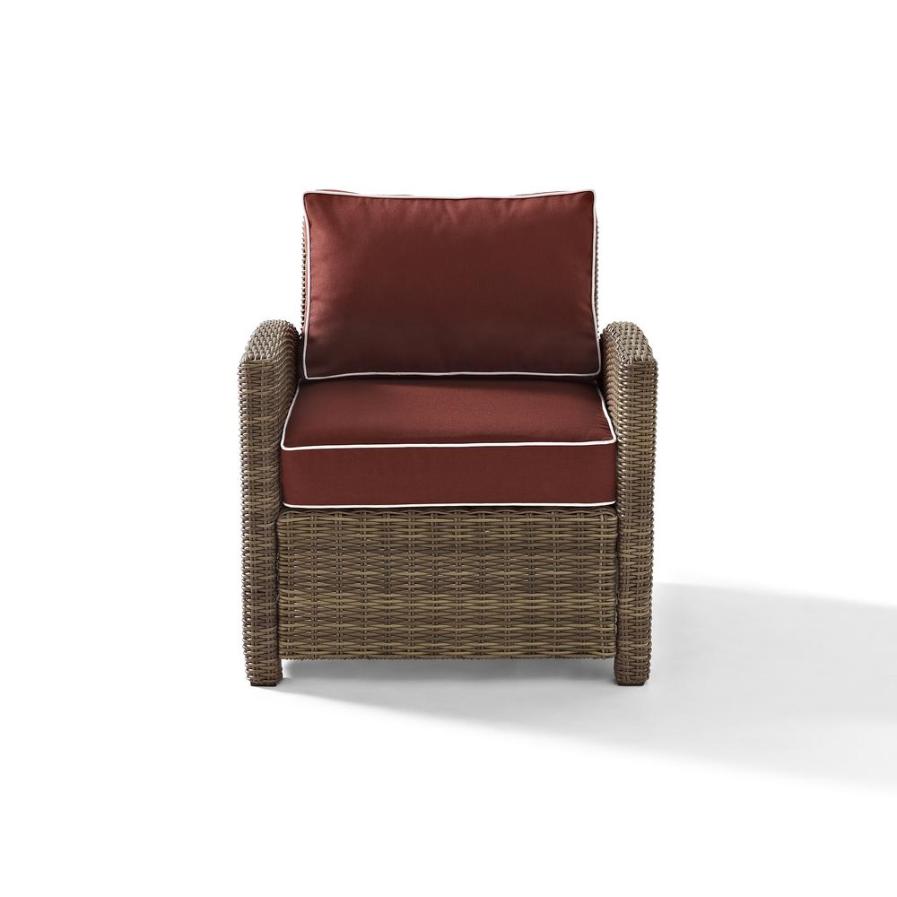 Bradenton Outdoor Wicker Arm Chair Sangria/Weathered Brown. Picture 4