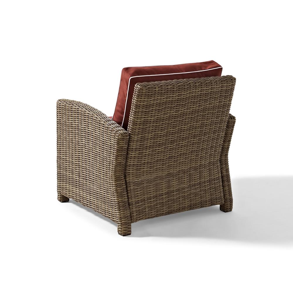 Bradenton Outdoor Wicker Arm Chair Sangria/Weathered Brown. Picture 5