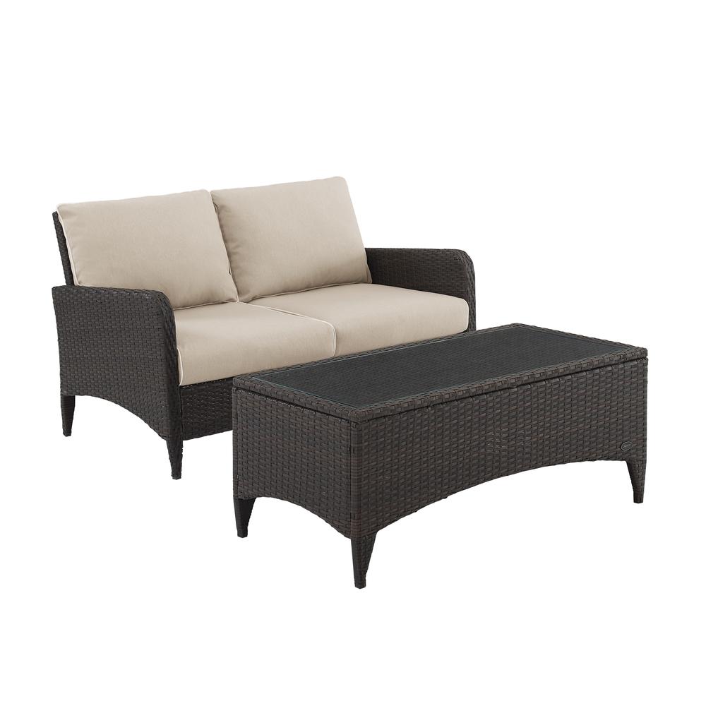 Kiawah 2Pc Outdoor Wicker Chat Set Sand/Brown - Loveseat & Coffee Table. Picture 11