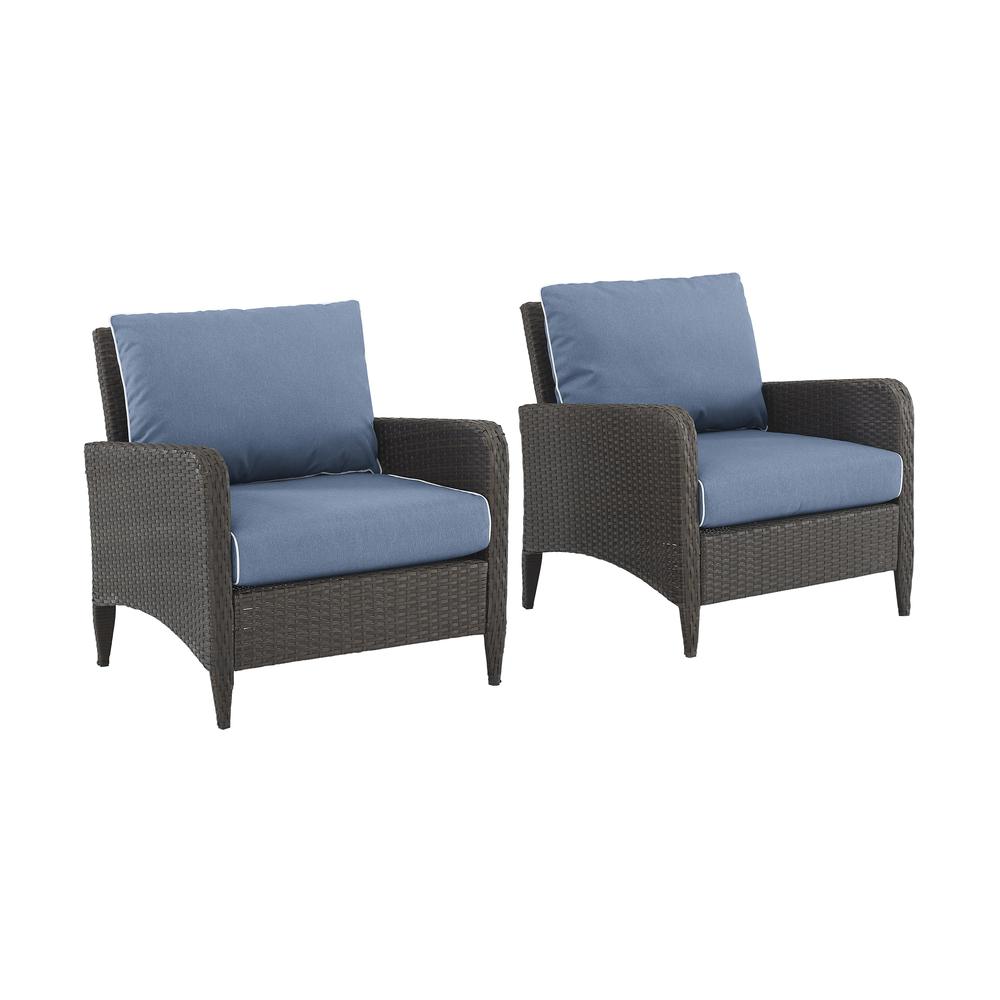Kiawah 2Pc Outdoor Wicker Chair Set Blue/Brown - 2 Armchairs. Picture 10