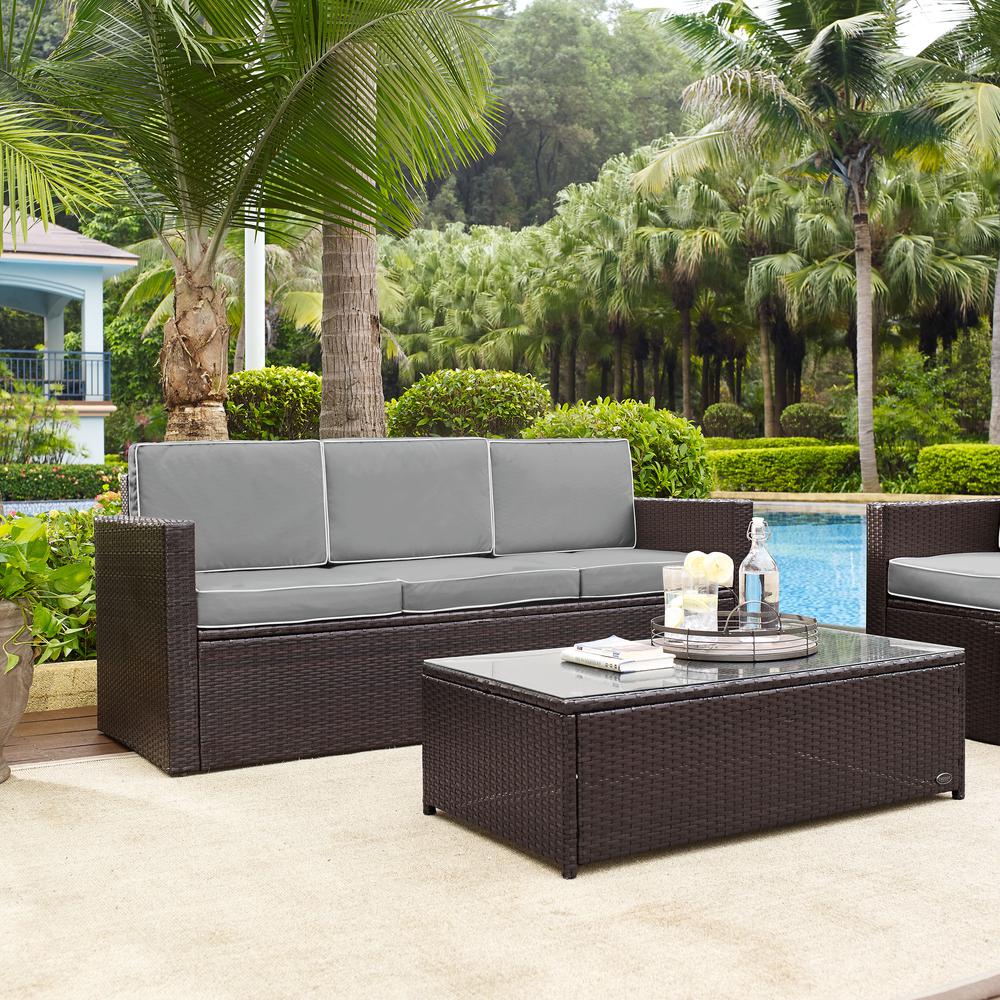 Palm Harbor Outdoor Wicker Sofa Gray/Brown. Picture 9