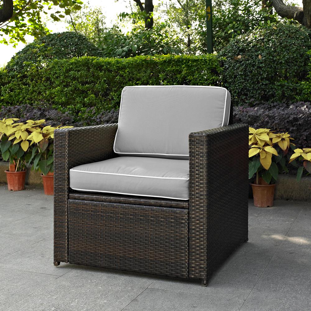Palm Harbor Outdoor Wicker Arm Chair Gray/Brown. Picture 8