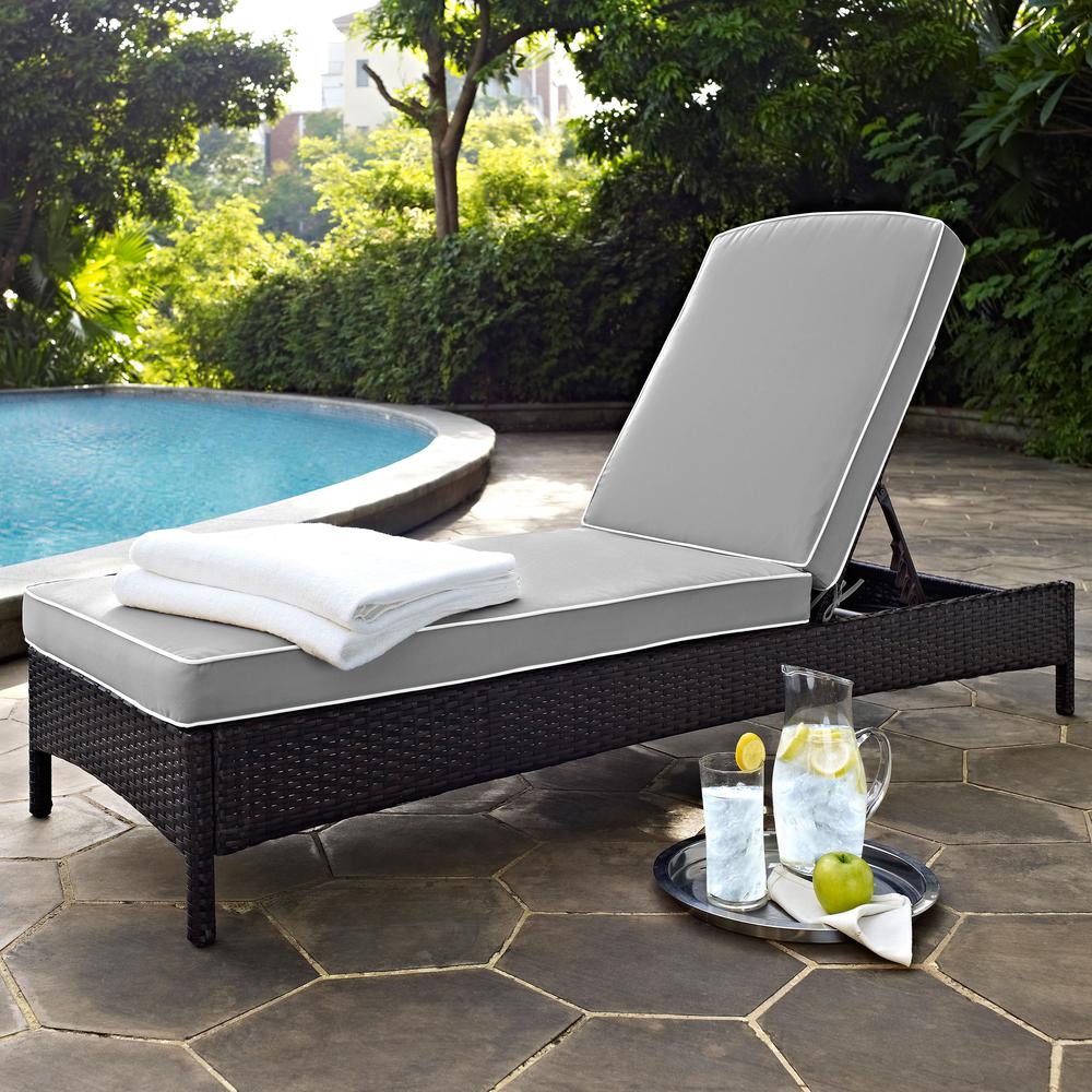 Palm Harbor Outdoor Wicker Chaise Lounge Gray/Brown. Picture 2