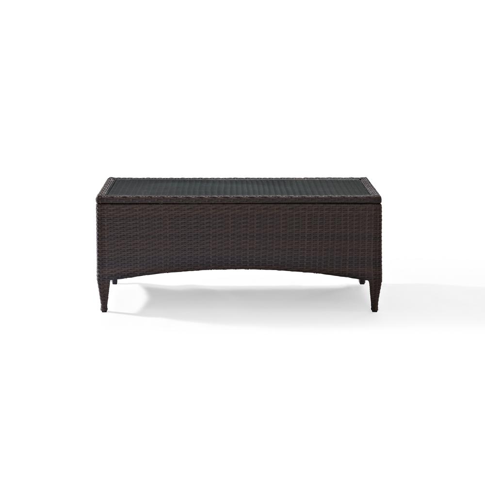 Kiawah Outdoor Wicker Coffee Table Sangria/Brown. Picture 16