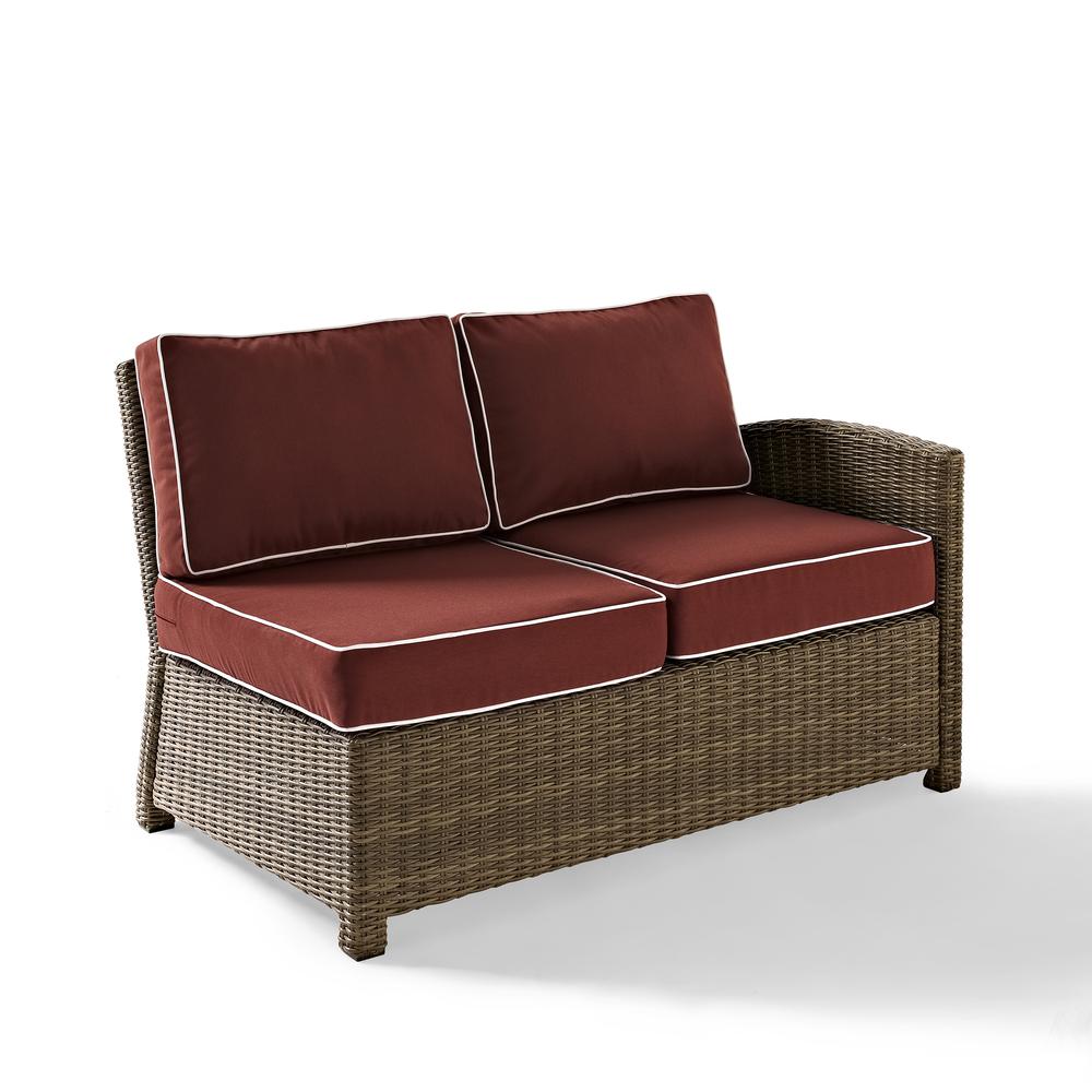 Bradenton Outdoor Wicker Sectional Right Side Loveseat Sangria/Weathered Brown. Picture 1
