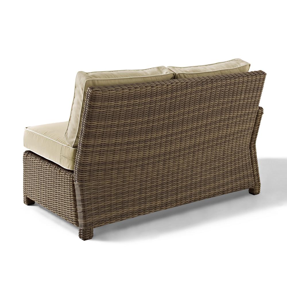 Bradenton 4Pc Outdoor Wicker Sectional Set Sand/Weathered Brown - Right Corner Loveseat, Left Corner Loveseat, Corner Chair, Sectional Glass Top Coffee Table. Picture 11