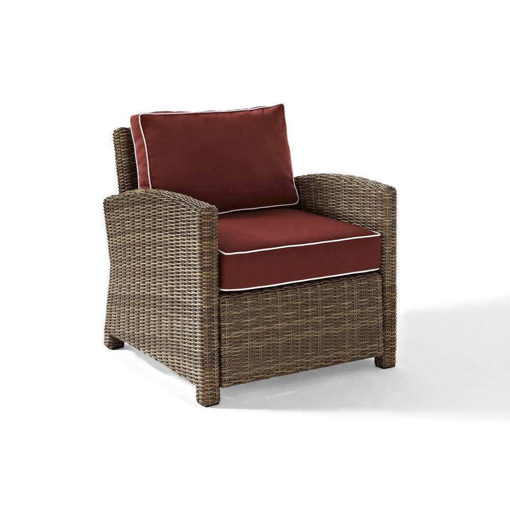 Bradenton Outdoor Wicker Arm Chair Sangria/Weathered Brown. Picture 1