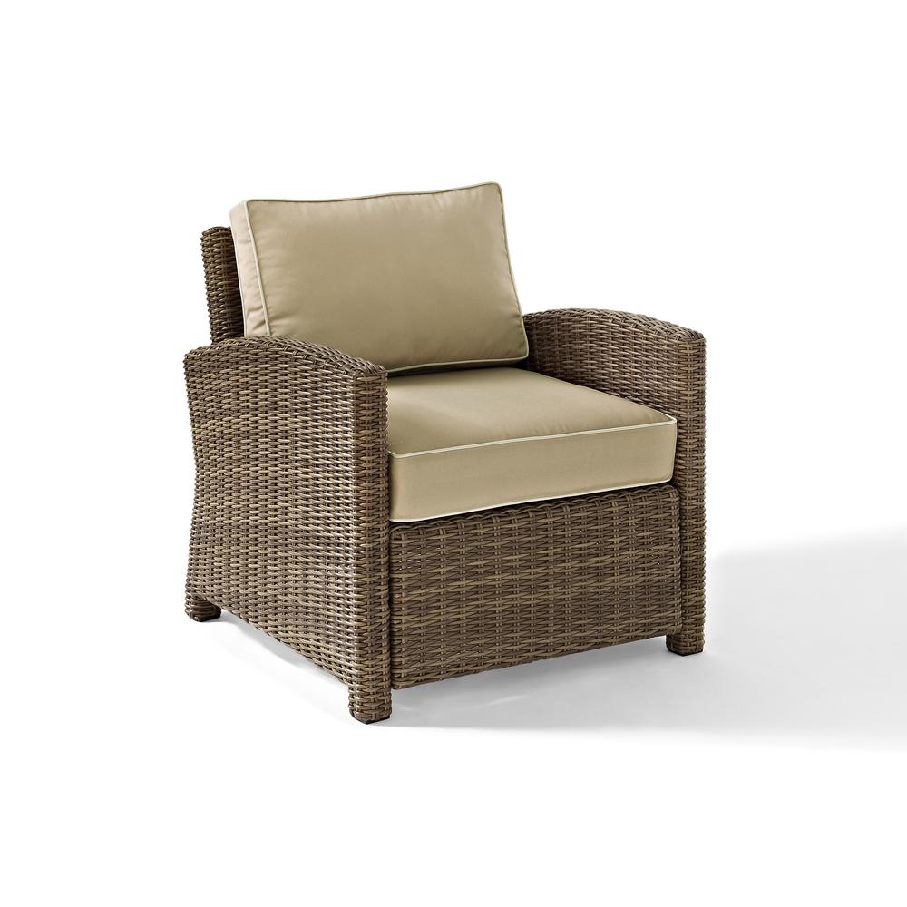 Bradenton 4Pc Outdoor Wicker Conversation Set Sand/Weathered Brown - Loveseat, 2 Arm Chairs, Glass Top Table. Picture 6