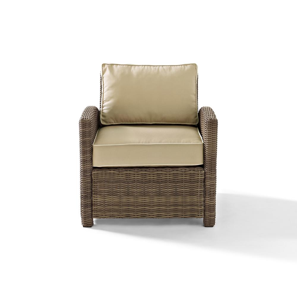 Bradenton 4Pc Outdoor Wicker Conversation Set Sand/Weathered Brown - Loveseat, 2 Arm Chairs, Glass Top Table. Picture 7