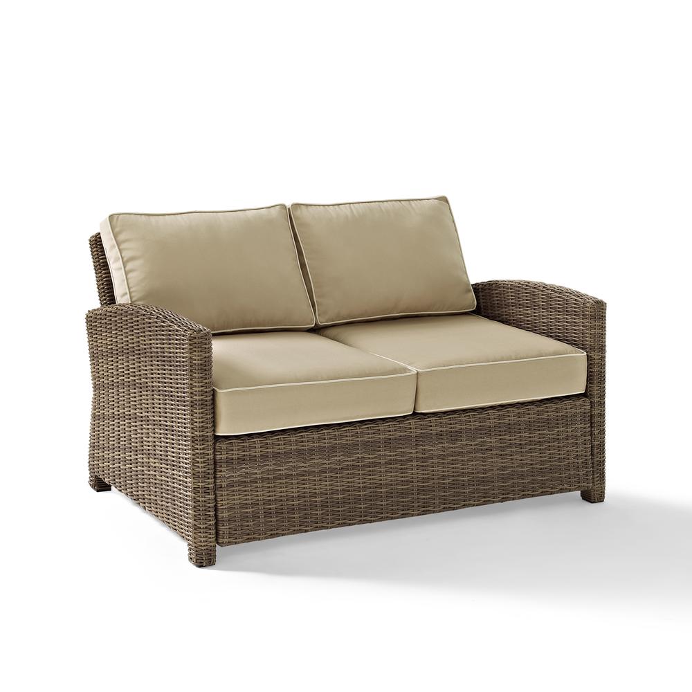 Bradenton 3Pc Outdoor Wicker Conversation Set Sand/Weathered Brown - Loveseat, Arm Chair, & Coffee Table. Picture 10
