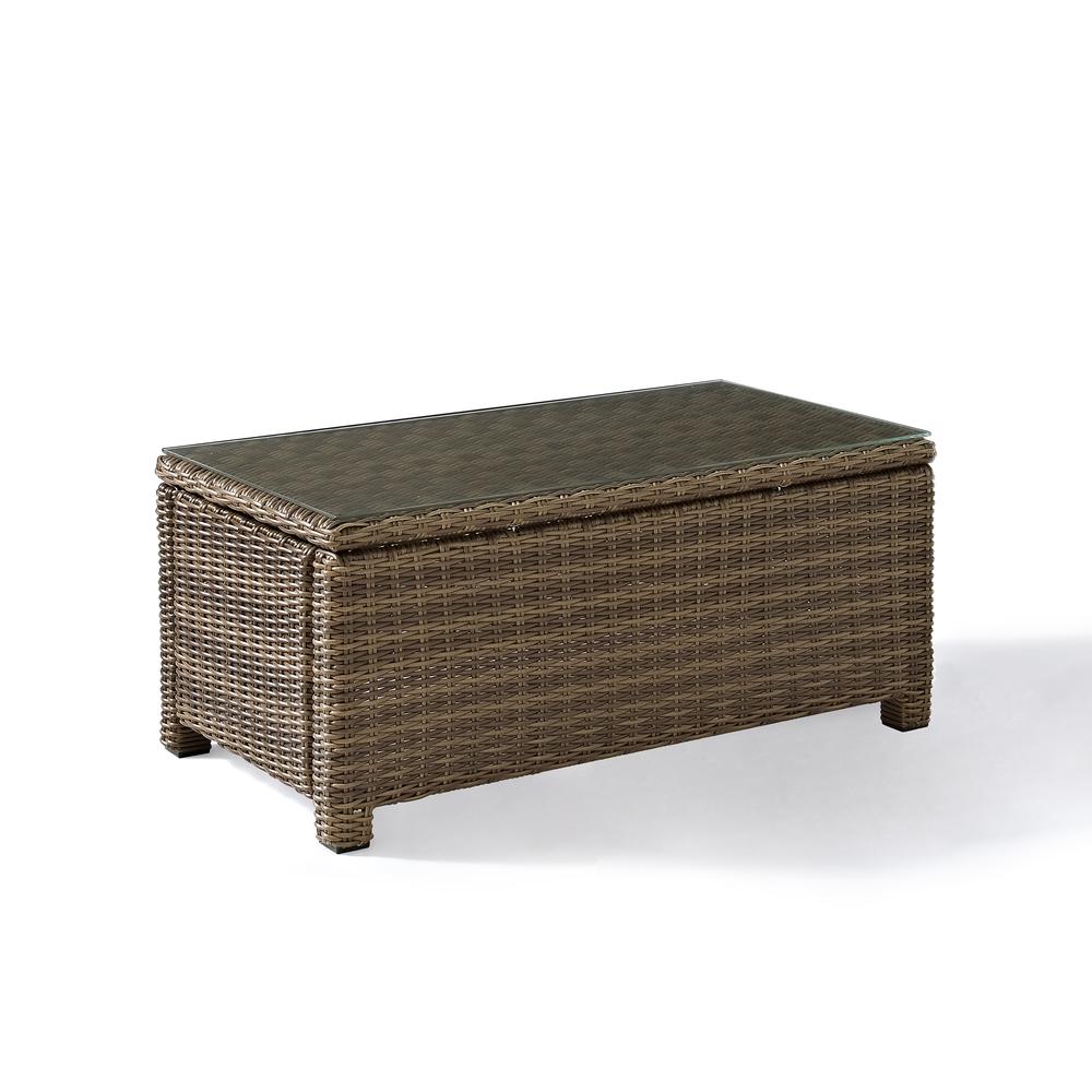 Bradenton Outdoor Wicker Coffee Table Weathered Brown. Picture 1