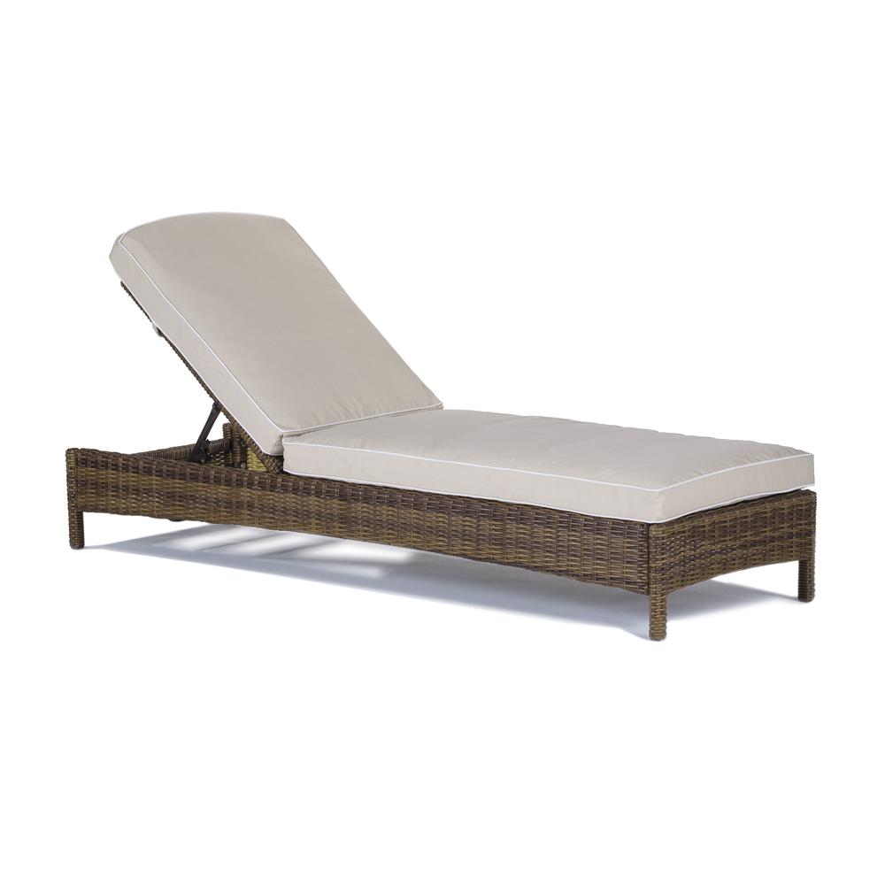 Bradenton Outdoor Wicker Chaise Lounge Sand/Weathered Brown. Picture 2