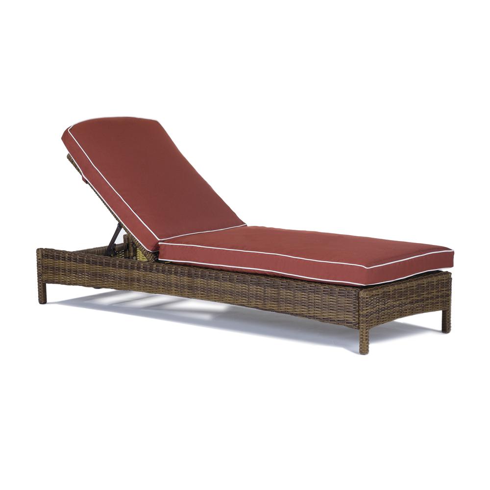 Bradenton Outdoor Wicker Chaise Lounge Sangria/Weathered Brown. Picture 2