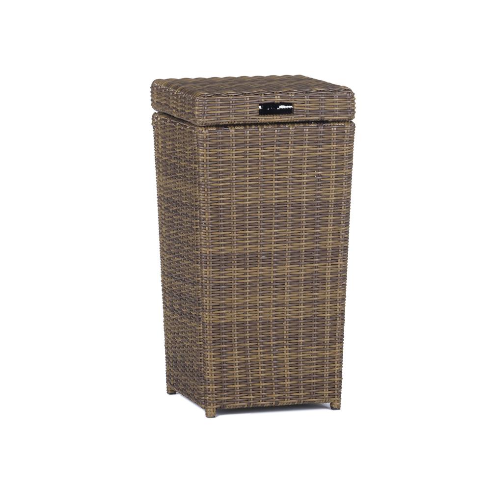 Bradenton Outdoor Wicker Trash Can Weathered Brown. Picture 2