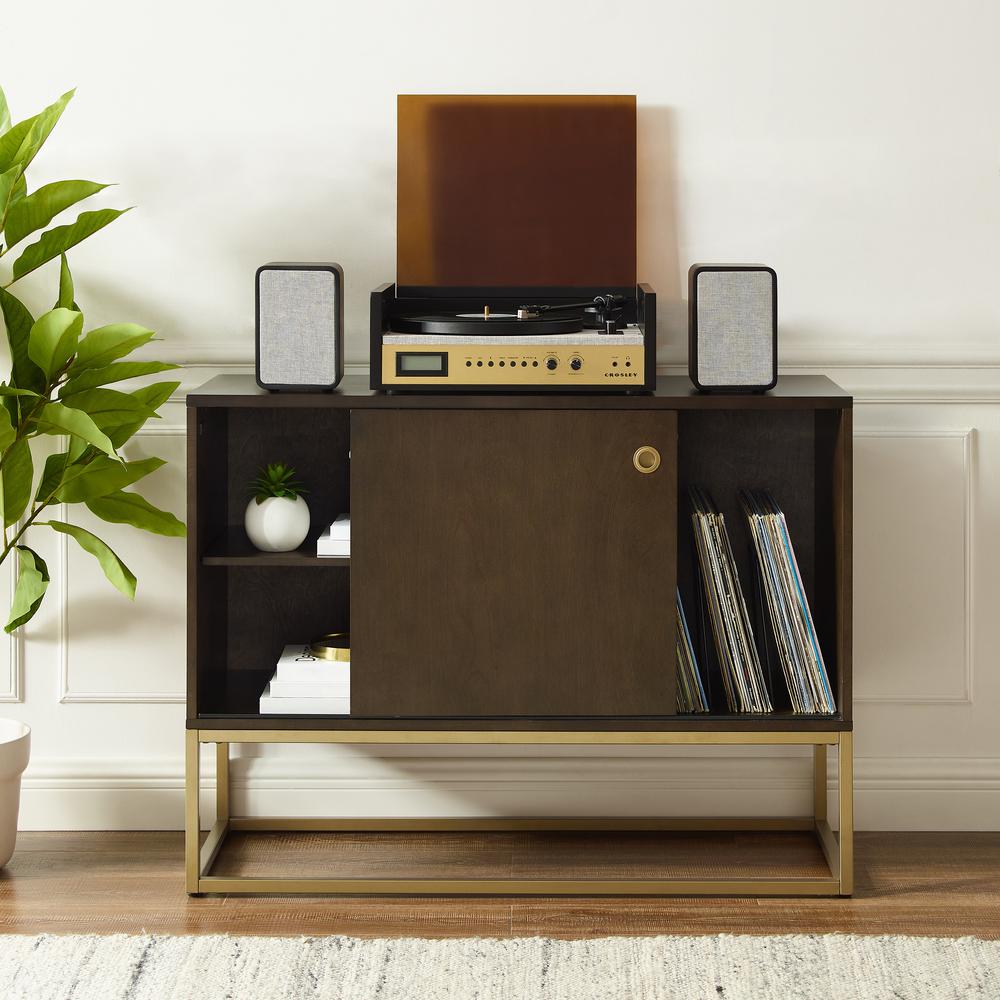 Byron Media Console Dark Brown/Gold. Picture 6