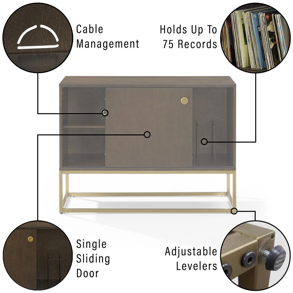 Byron Media Console Dark Brown/Gold. Picture 7