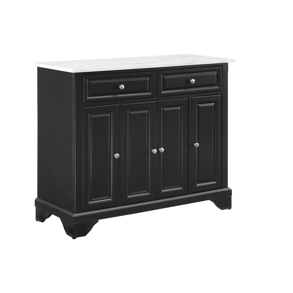 Avery Kitchen Island/Cart Distressed Black/ White Marble. Picture 7