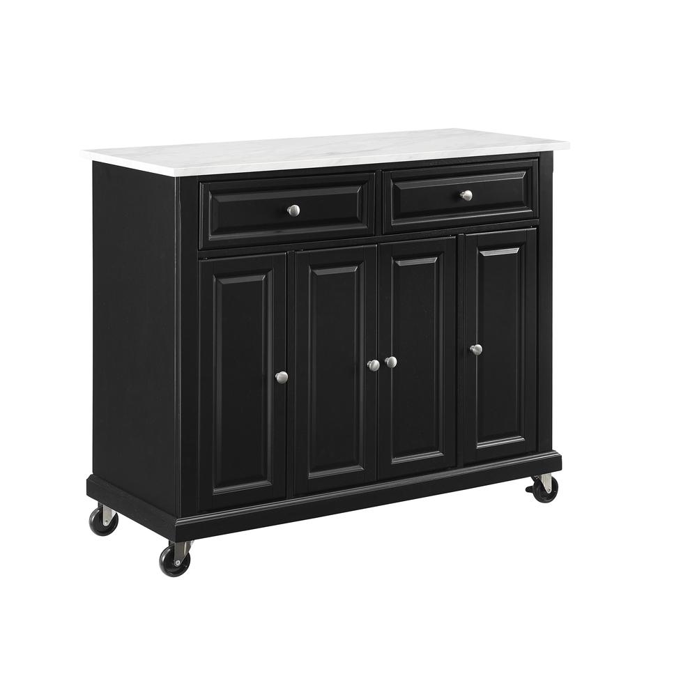 Avery Kitchen Island/Cart Distressed Black/ White Marble. Picture 8