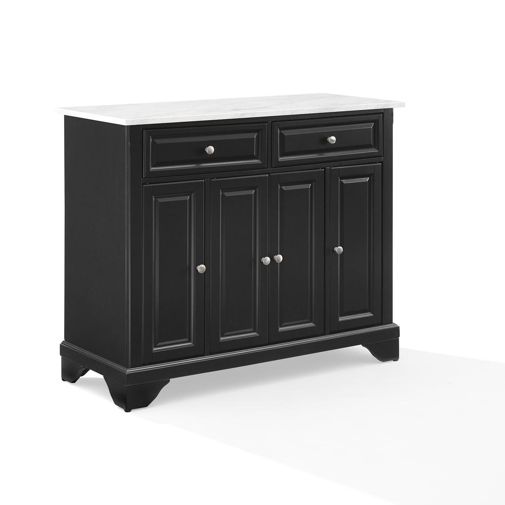 Avery Kitchen Island/Cart Distressed Black/ White Marble. Picture 12