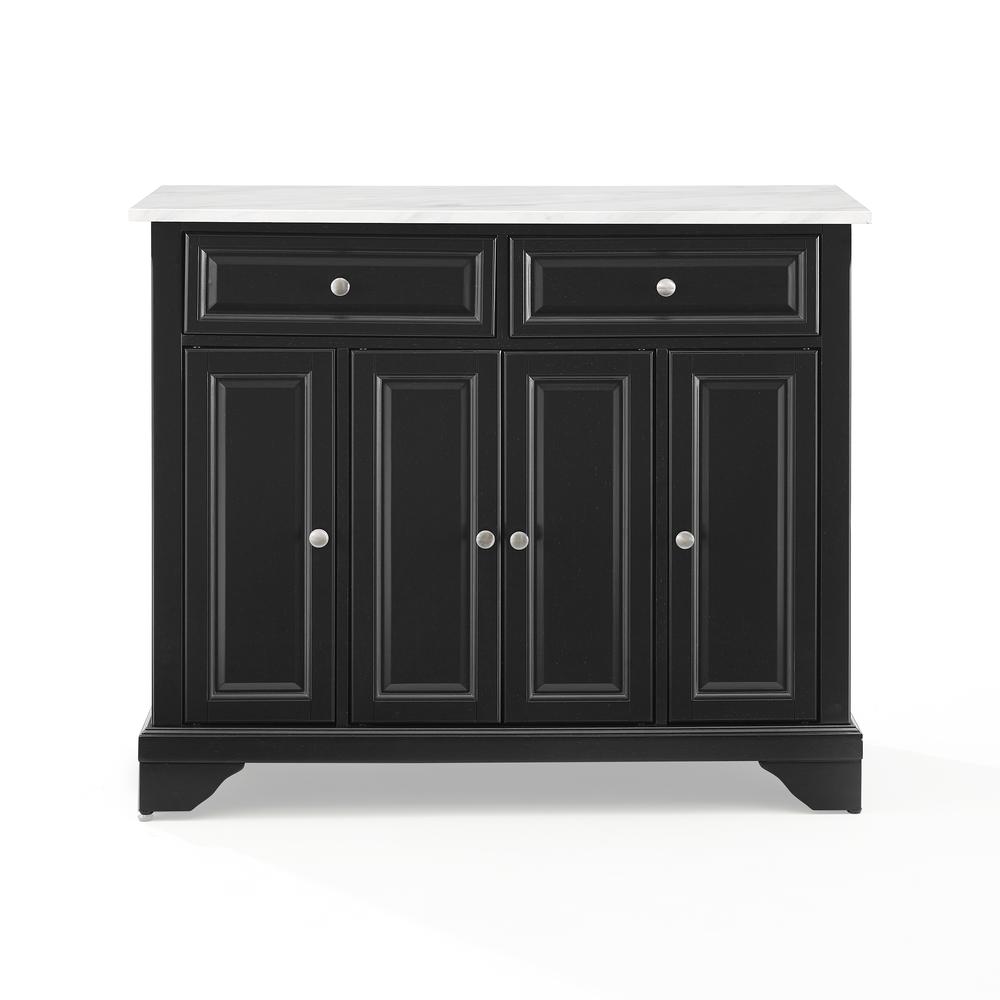 Avery Kitchen Island/Cart Distressed Black/ White Marble. Picture 13
