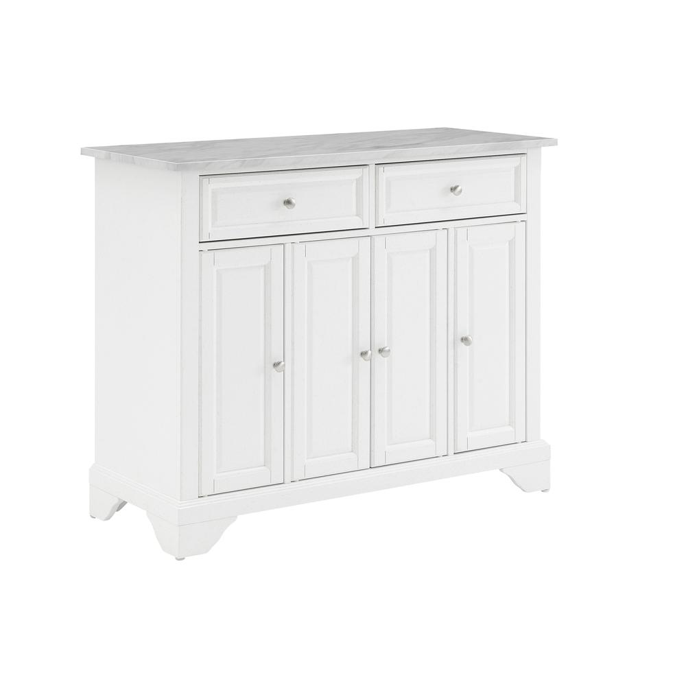 Avery Kitchen Island/Cart Distressed White/ White Marble. Picture 7