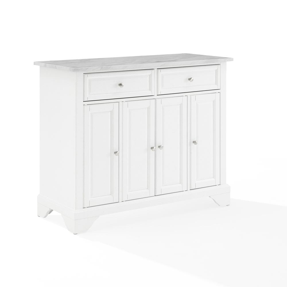 Avery Kitchen Island/Cart Distressed White/ White Marble. Picture 12