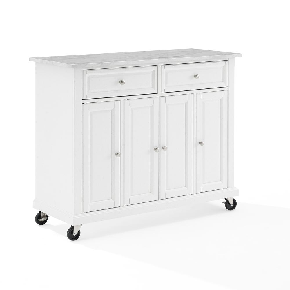 Avery Kitchen Island/Cart Distressed White/ White Marble. Picture 15