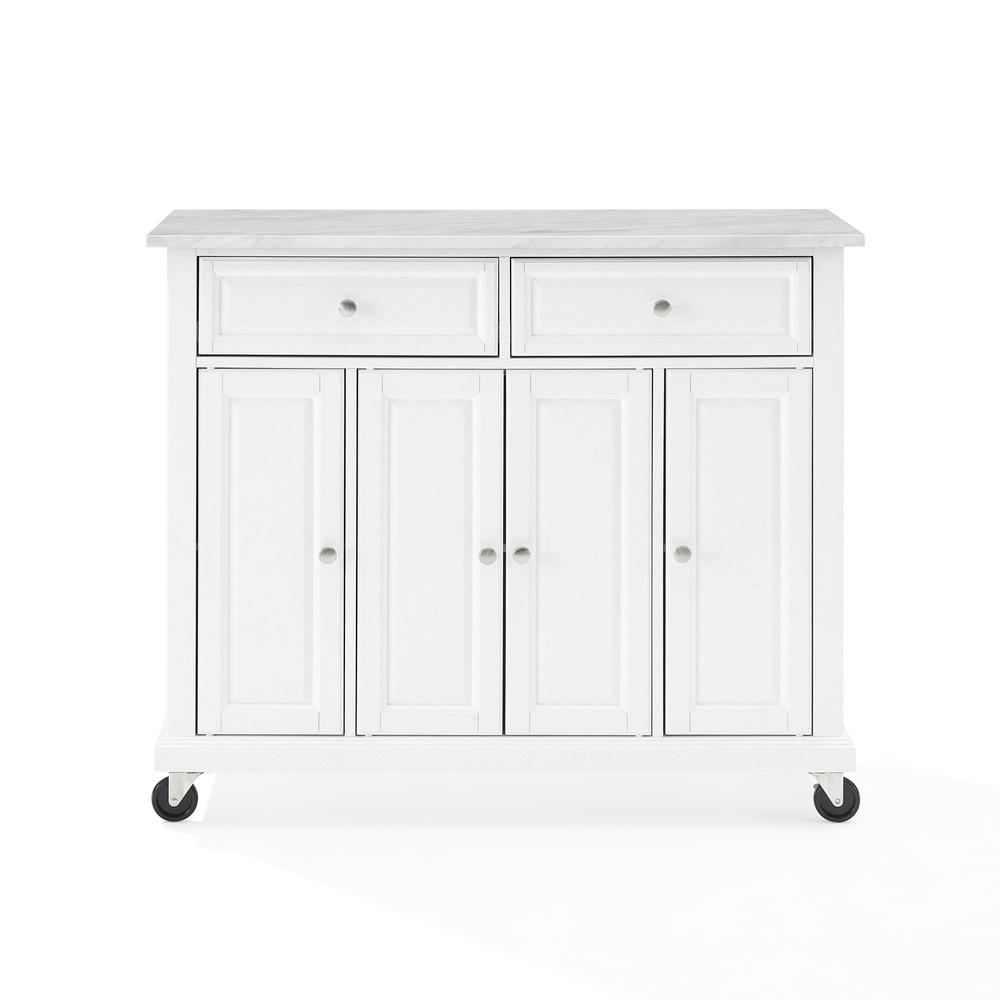 Avery Kitchen Island/Cart Distressed White/ White Marble. Picture 16