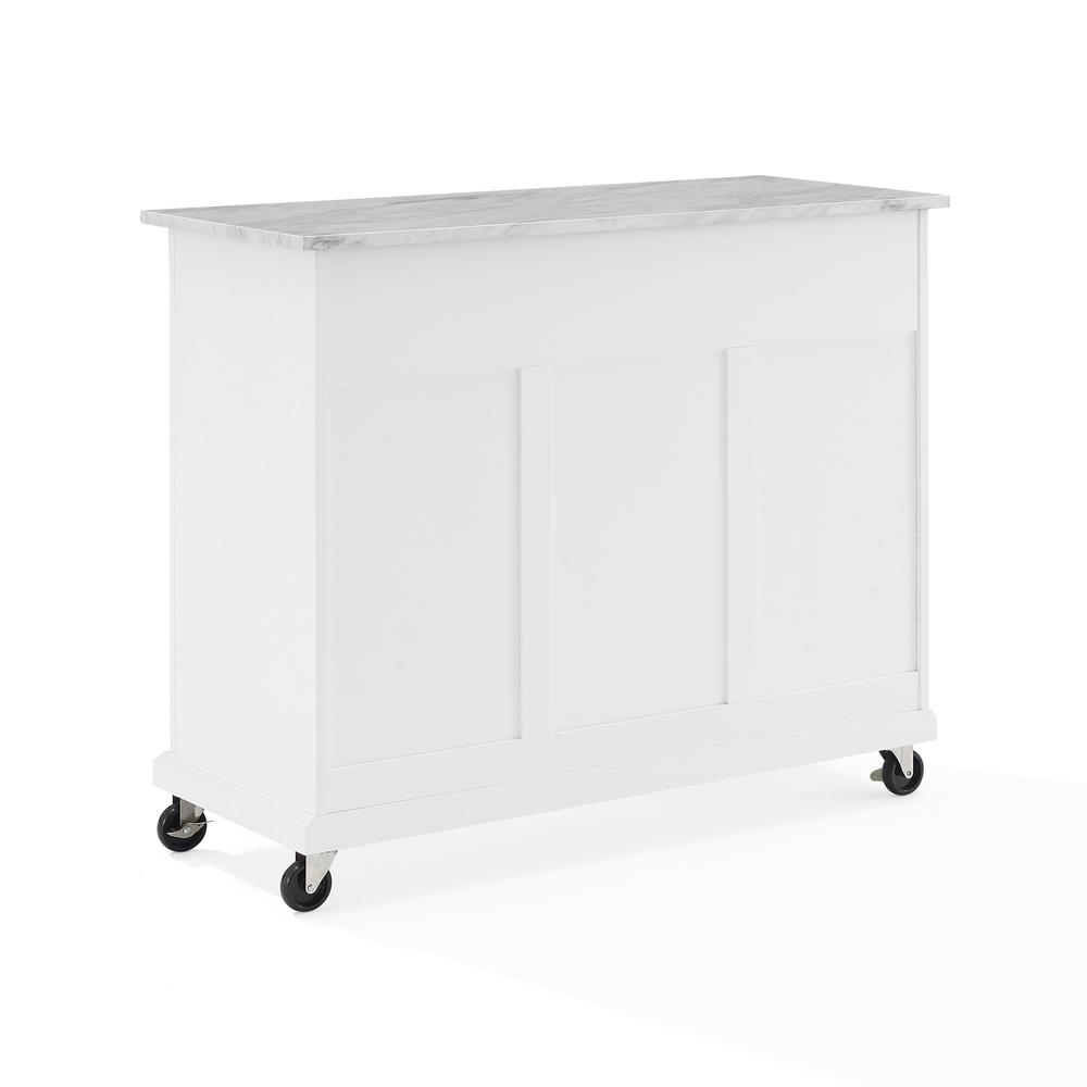 Avery Kitchen Island/Cart Distressed White/ White Marble. Picture 18