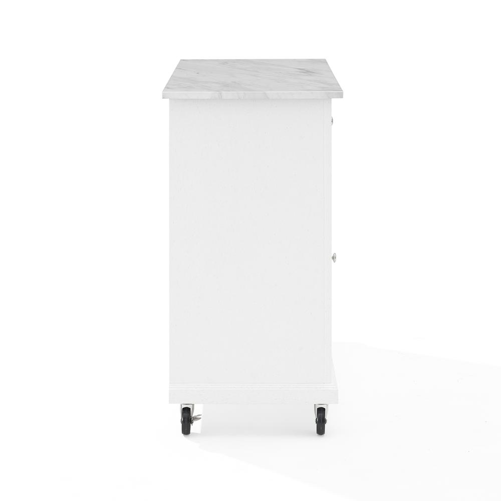 Avery Kitchen Island/Cart Distressed White/ White Marble. Picture 19