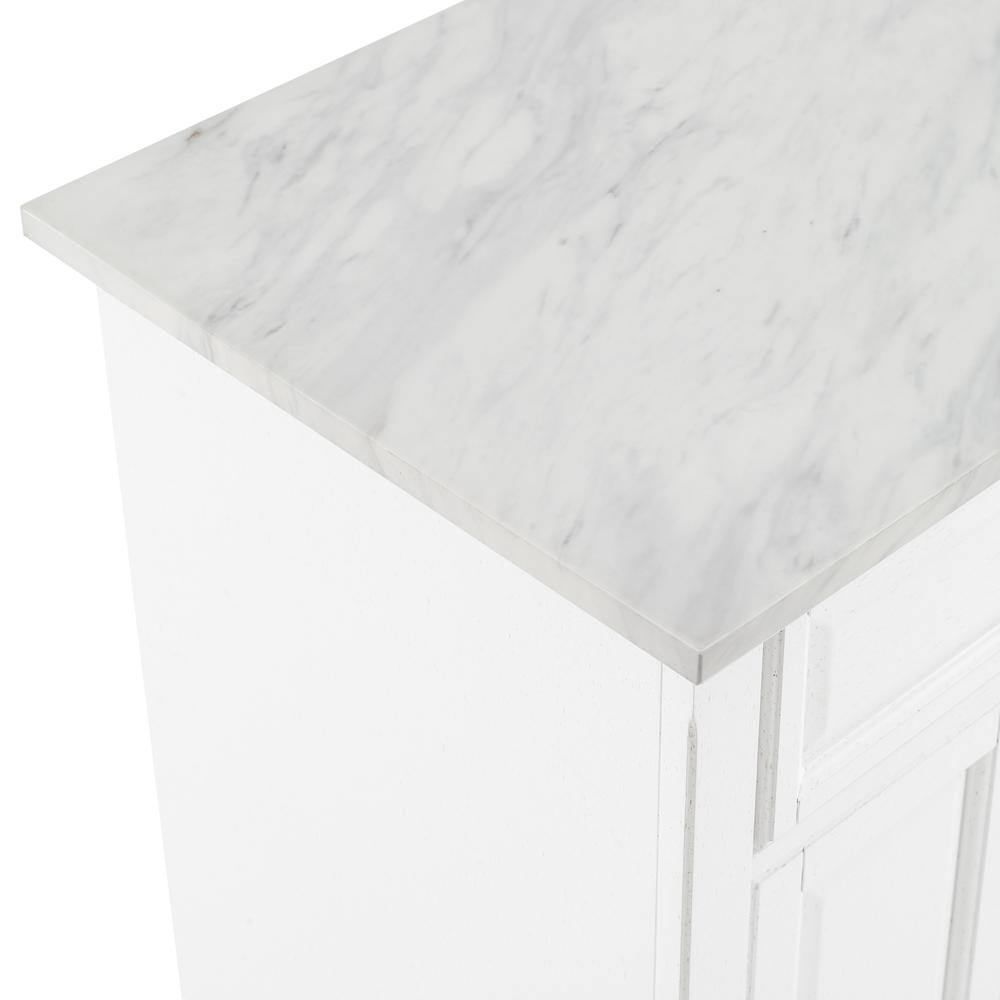 Avery Kitchen Island/Cart Distressed White/ White Marble. Picture 21