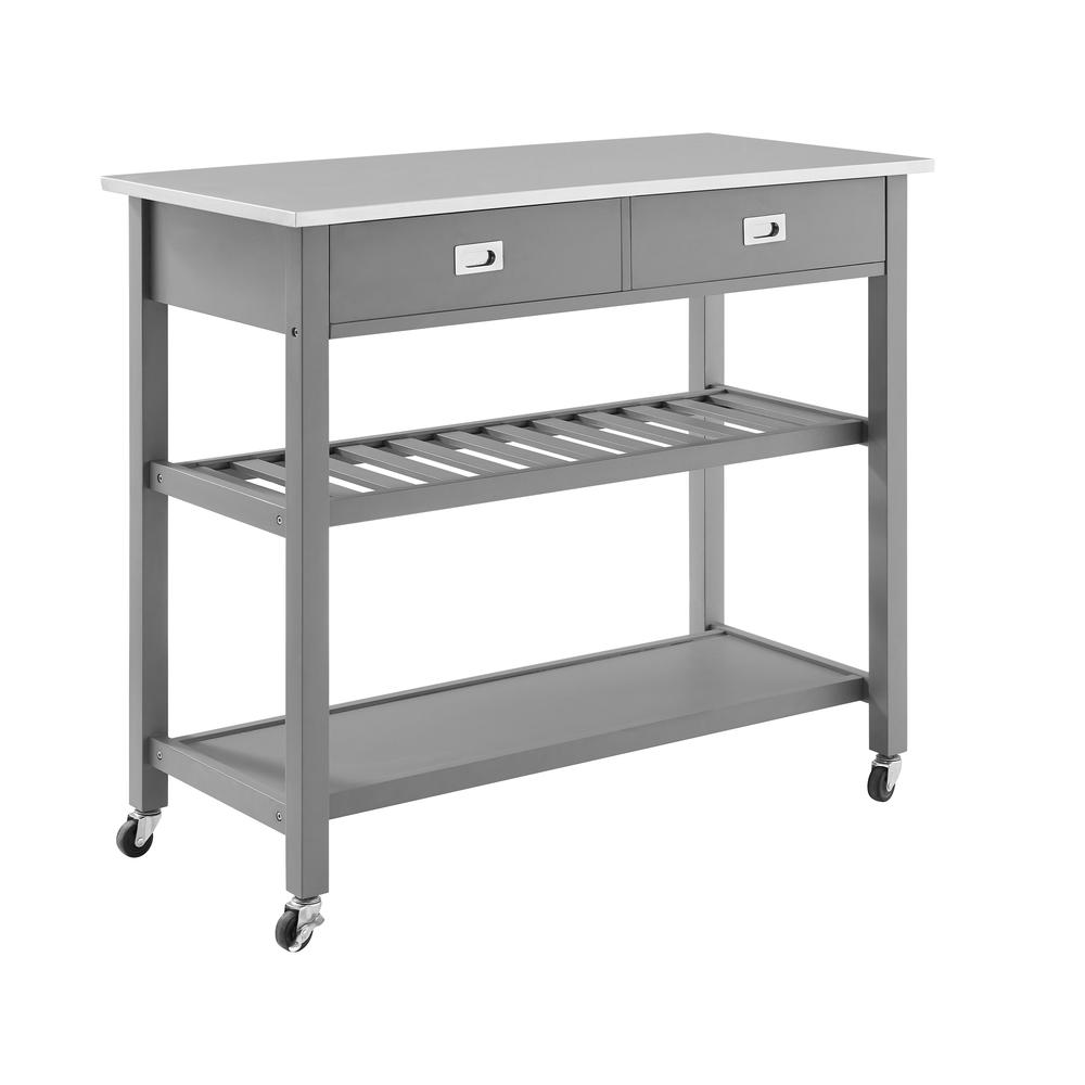 Chloe Stainless Steel Top Kitchen Island/Cart Gray/Stainless Steel. Picture 2