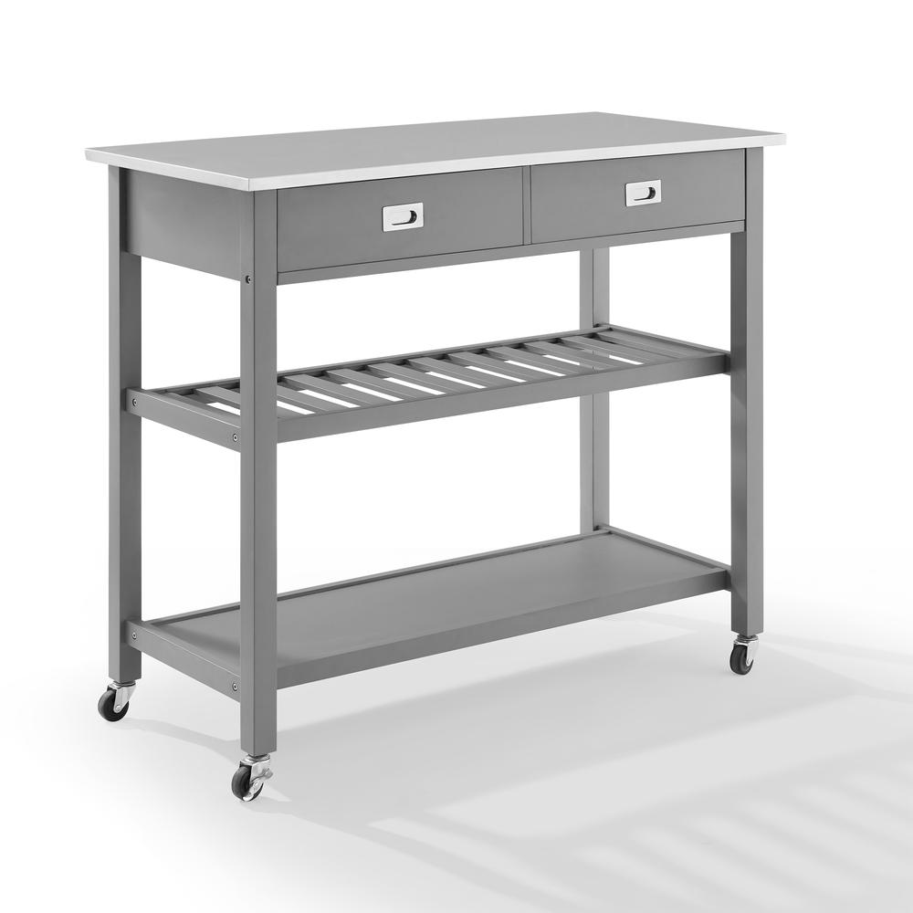 Chloe Stainless Steel Top Kitchen Island/Cart Gray/Stainless Steel. Picture 5