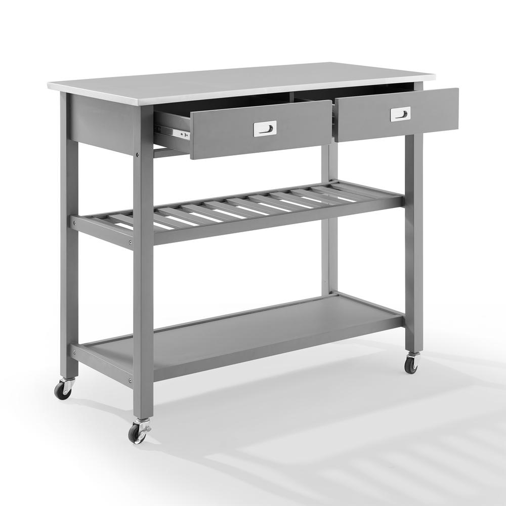 Chloe Stainless Steel Top Kitchen Island/Cart Gray/Stainless Steel. Picture 14