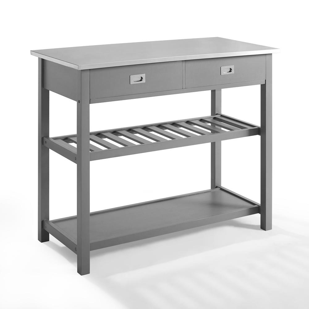 Chloe Stainless Steel Top Kitchen Island/Cart Gray/Stainless Steel. Picture 6