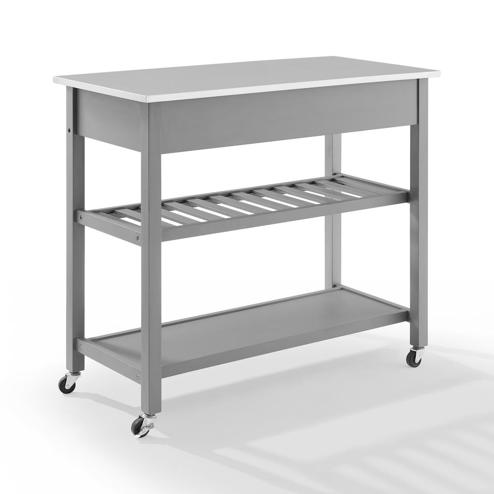 Chloe Stainless Steel Top Kitchen Island/Cart Gray/Stainless Steel. Picture 13