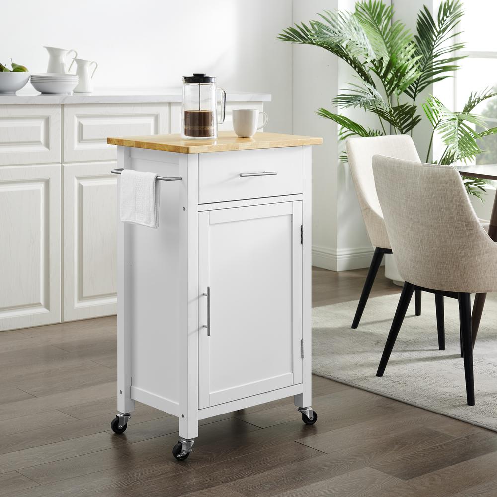 Savannah Wood Top Compact Kitchen Island/Cart White/Natural. Picture 12