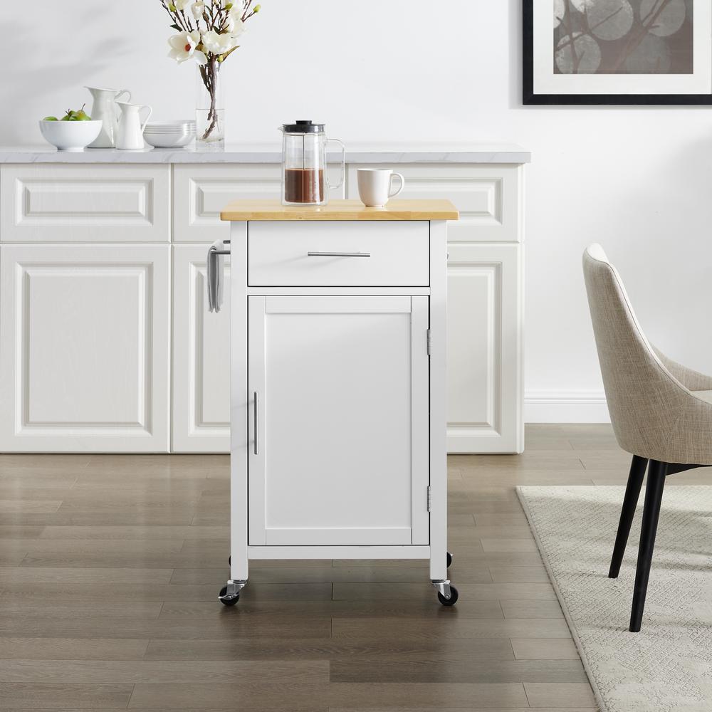 Savannah Wood Top Compact Kitchen Island/Cart White/Natural. Picture 7
