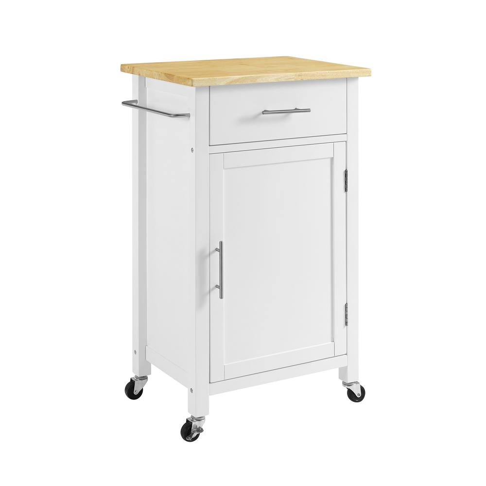 Savannah Wood Top Compact Kitchen Island/Cart White/Natural. Picture 15