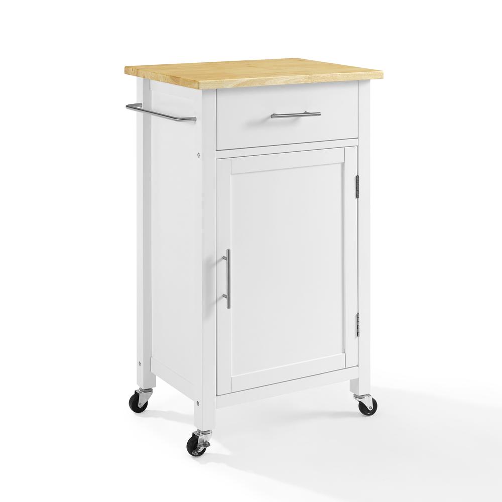 Savannah Wood Top Compact Kitchen Island/Cart White/Natural. Picture 3