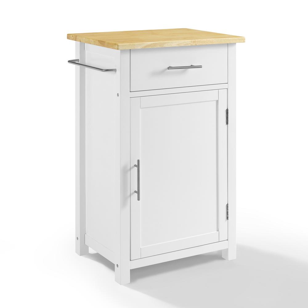 Savannah Wood Top Compact Kitchen Island/Cart White/Natural. Picture 14