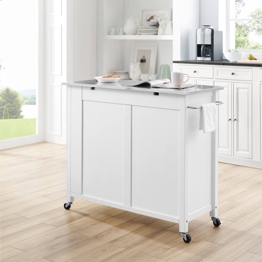 Savannah Stainless Steel Top Full-Size Kitchen Island/Cart White/Stainless Steel. Picture 3