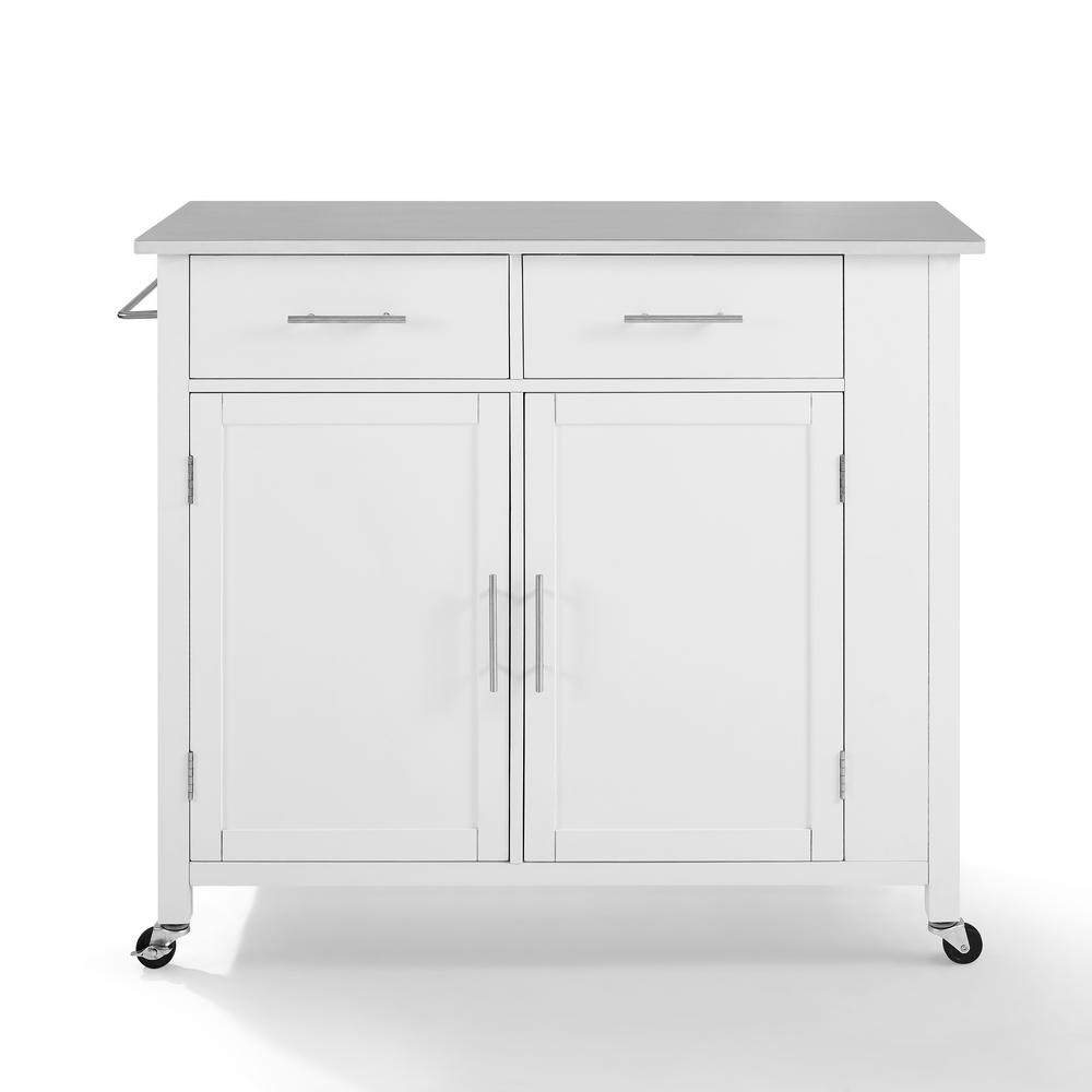 Savannah Stainless Steel Top Full-Size Kitchen Island/Cart White/Stainless Steel. Picture 2