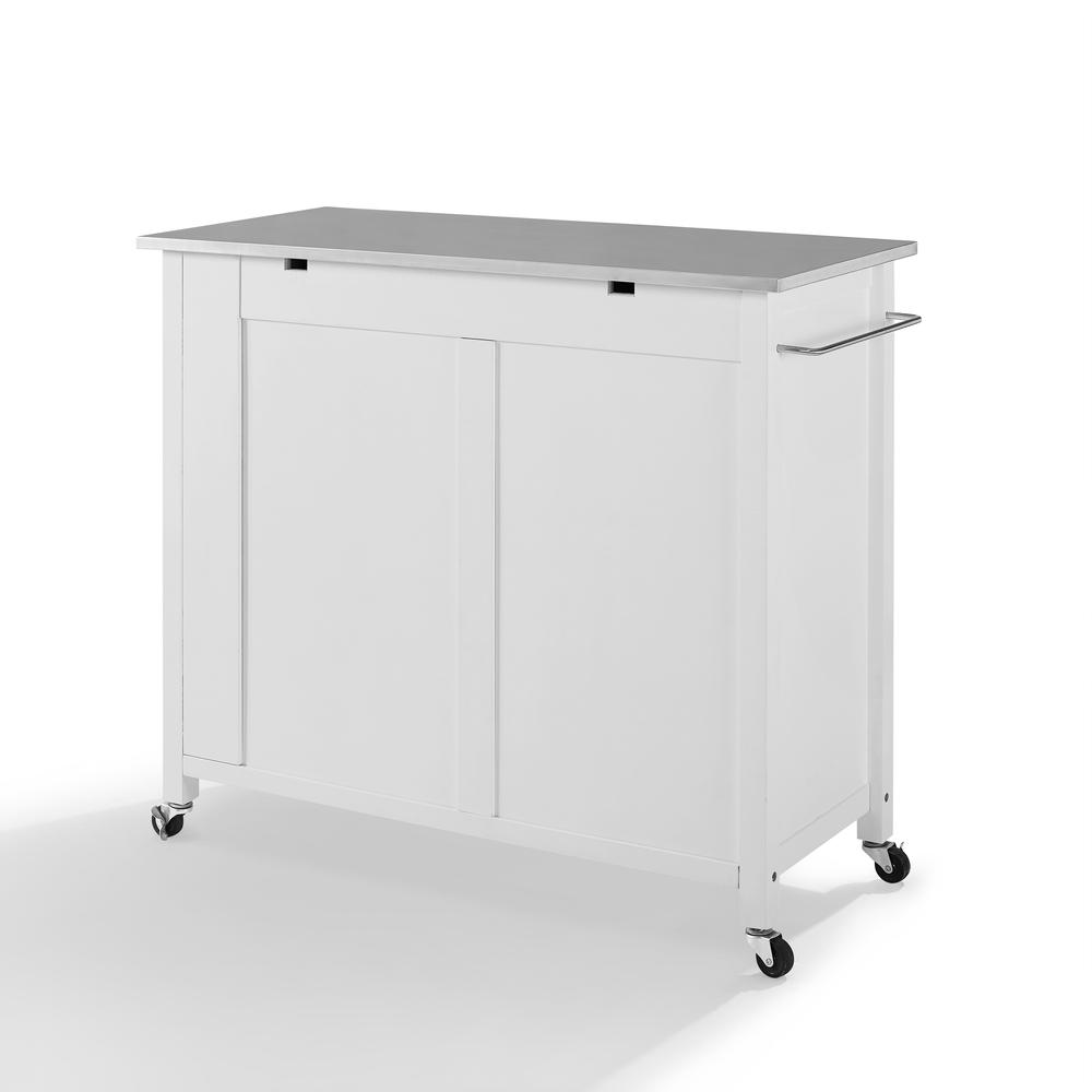 Savannah Stainless Steel Top Full-Size Kitchen Island/Cart White/Stainless Steel. Picture 15