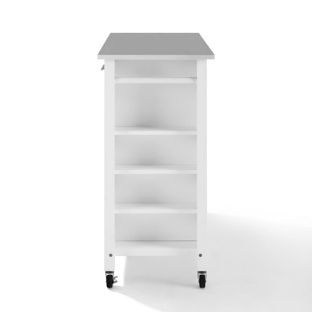 Savannah Stainless Steel Top Full-Size Kitchen Island/Cart White/Stainless Steel. Picture 14
